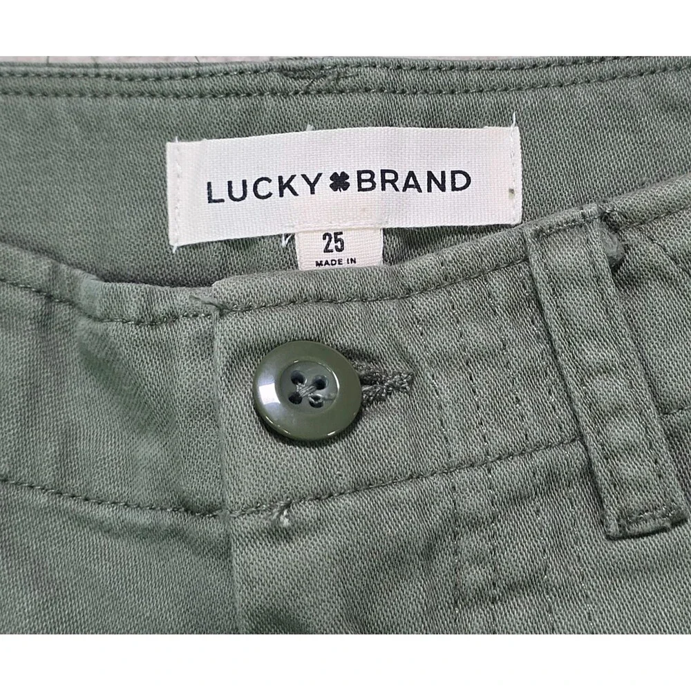 Lucky Brand Green Raw Hem Cargo Shorts Women's Size 25 NWT